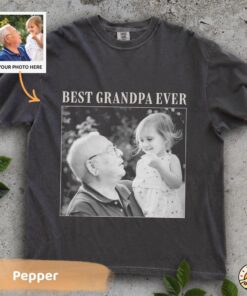 Best Grandpa Ever Custom Photo Shirt - Vintage Grandpa Gift from Kids
