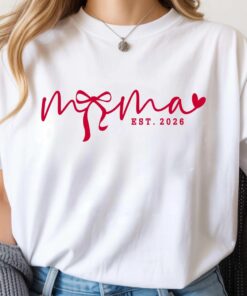 Coquette Mama Est 2026 Shirt - First Time Mom Outfit - Bow Aesthetic