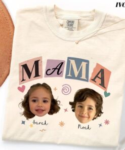 Custom Baby Faces Photo Shirt - Personalized Mama Gift with Names