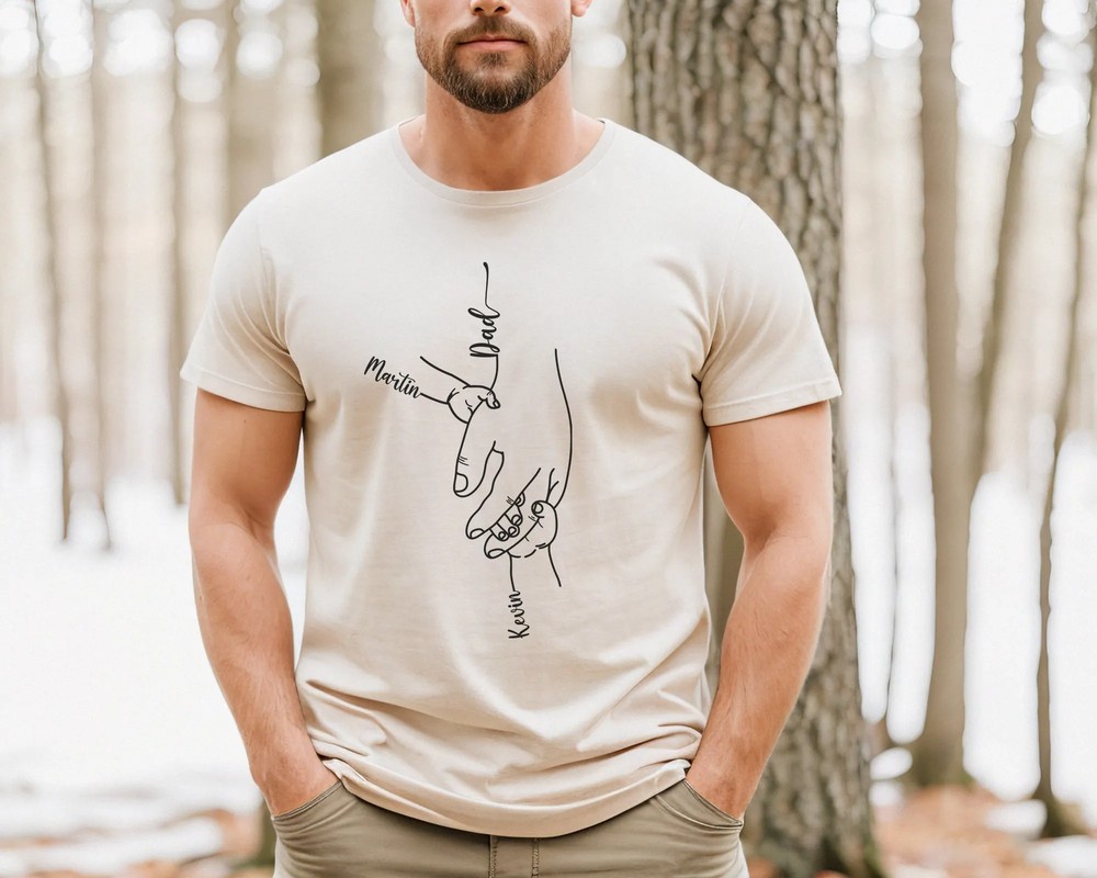 Custom-Dad-Kids-Names-Shirt-Personalized-Hands-Graphic-3 Custom Dad & Kids Names Shirt - Personalized Hands Graphic 2