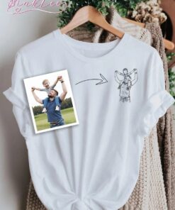 Custom Dad Line Art Shirt - Personalized Photo Portrait