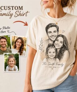 Custom Family Portrait Line Sketch - Personalized Drawing Apparel