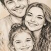 Custom Family Portrait Line Sketch - Personalized Drawing Apparel 2