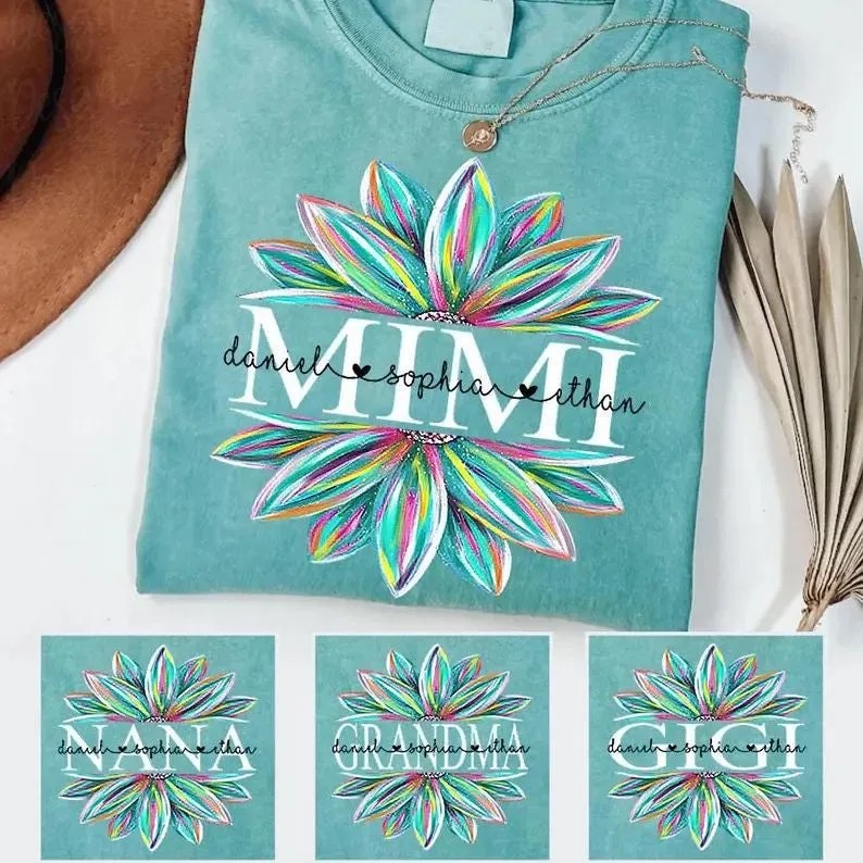 Custom Grandma Sunflower Shirt - Colorful Floral Nana Gigi Tee 8 Custom Grandma Sunflower Shirt - Colorful Floral Nana Gigi Tee