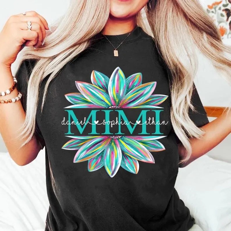 Custom-Grandma-Sunflower-Shirt-Colorful-Floral-Nana-Gigi-Custom-Grandma-Sunflower-Shirt-Colorful-Floral-Nana-Gigi-Tee-4 Custom Grandma Sunflower Shirt - Colorful Floral Nana Gigi Tee 3