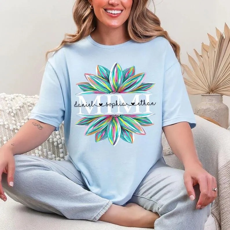 Custom-Grandma-Sunflower-Shirt-Colorful-Floral-Nana-Gigi-Custom-Grandma-Sunflower-Shirt-Colorful-Floral-Nana-Gigi-Tee-5 Custom Grandma Sunflower Shirt - Colorful Floral Nana Gigi Tee 4