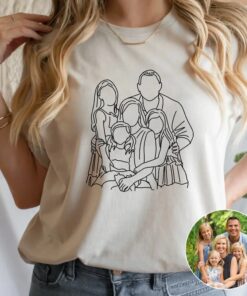Custom Line Portrait Shirt - Minimalist Family Photo Gift