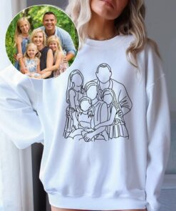 Custom Line Portrait Shirt - Minimalist Family Photo Gift 1