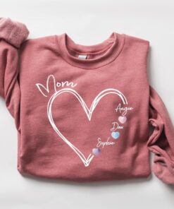 Custom Mama Heart Sweatshirt - Personalized Mom Name Crewneck 1