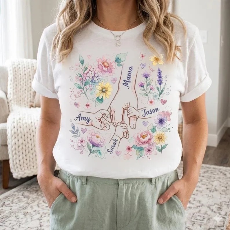 Custom-Mom-Shirt-with-Kids-Names-Floral-Mom-Holding-Hands-Gift-Custom-Mom-Shirt-with-Kids-Names-Floral-Mom-Holding-Hands-Gift-3 Custom Mom Shirt with Kids Names - Floral Mom Holding Hands Gift 2