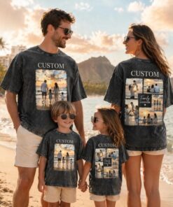 Custom Photo Collage Washed Shirt - Front and Back Picture Print