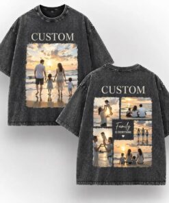 Custom Photo Collage Washed Shirt - Front and Back Picture Print 1
