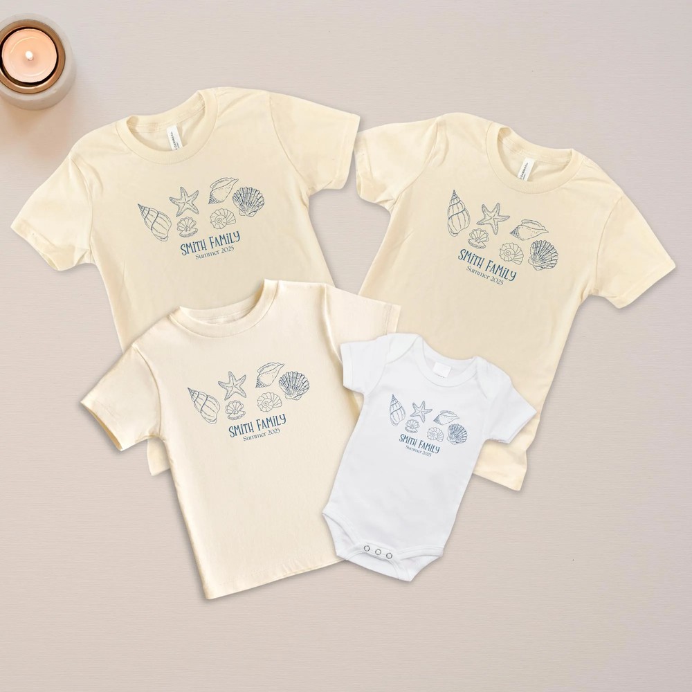 Family Beach Vacation Shirt - Custom Name Seashells Summer Tee 6 Family Beach Vacation Shirt - Custom Name Seashells Summer Tee