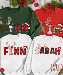 Family Christmas Name Shirt - Doodle Alphabet Xmas Sweatshirt