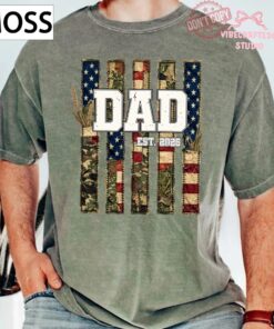 Faux Patchwork Camo Patriotic Dad Unisex Comfort Colors Shirt, American Flag Dad Tee, Est 2026 Father Gift Shirt