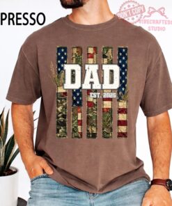 Faux Patchwork Camo Patriotic Dad Unisex Comfort Colors Shirt, American Flag Dad Tee, Est 2026 Father Gift Shirt 1