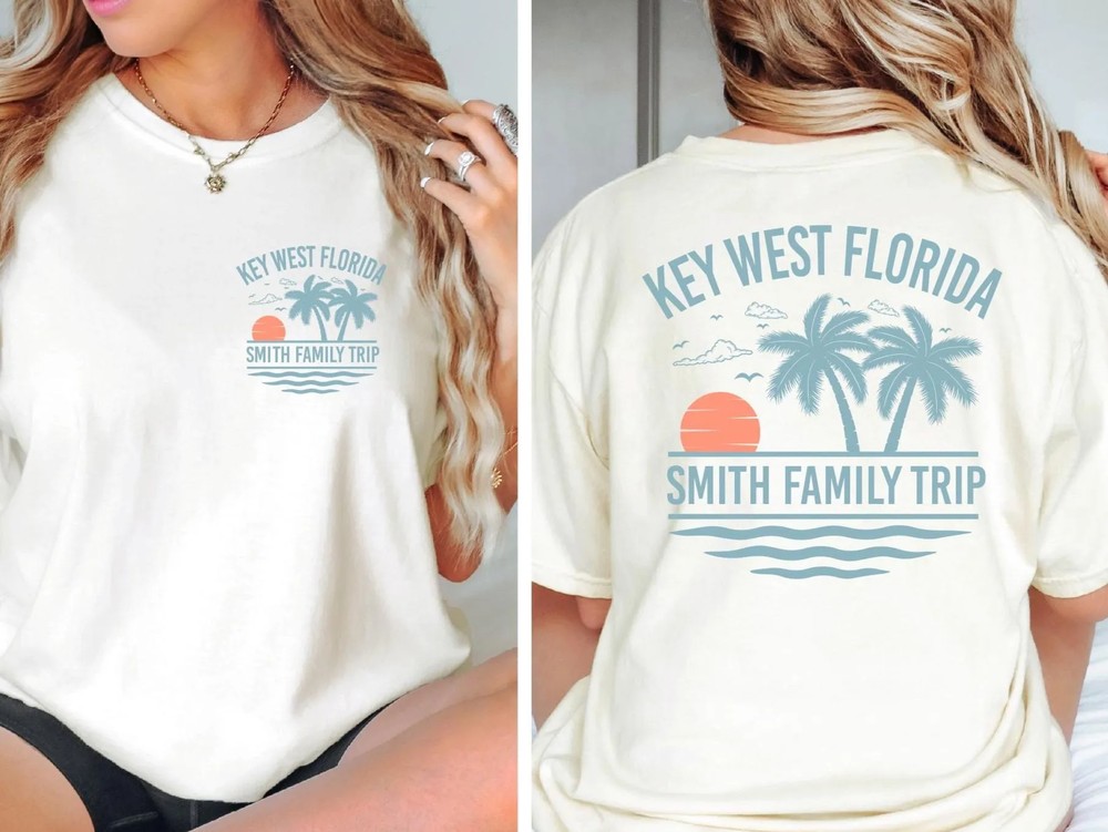 Front & Back Family Beach Shirt - Custom Name Vacation Tee 2 Front & Back Family Beach Shirt - Custom Name Vacation Tee