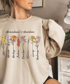 Grandma's Garden Sweatshirt - Custom Birthflower Love Grows Here