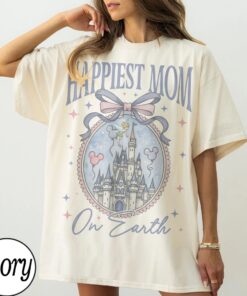 Happiest Mom On Earth Shirt - Retro Disney Castle Coquette Bow Tee