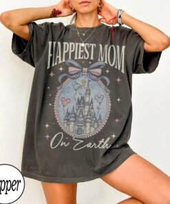 Happiest Mom On Earth Shirt - Retro Disney Castle Coquette Bow Tee 1