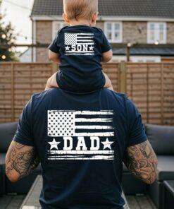Matching Dad and Son USA Flag Shirt - Patriotic Family Gift