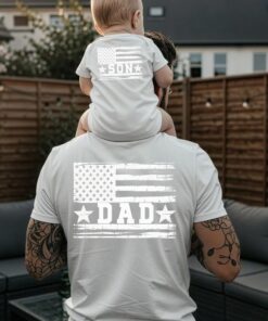 Matching Dad and Son USA Flag Shirt - Patriotic Family Gift 1