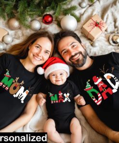 Monogram Family Christmas Shirt - Personalized Mom Dad Xmas Tee
