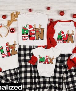 Monogram Family Christmas Shirt - Personalized Mom Dad Xmas Tee 1