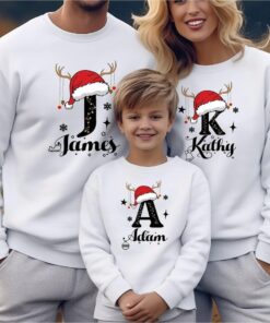 Monogrammed Family Christmas Sweatshirt - Custom Name Gift