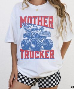 Mother Trucker Shirt - Funny Monster Truck Mom Tee - Racing Style Gift