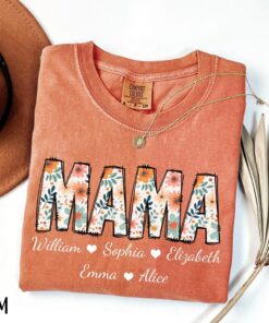 Personalized Floral Mama Shirt - Custom Kids Names Mother's Day Tee