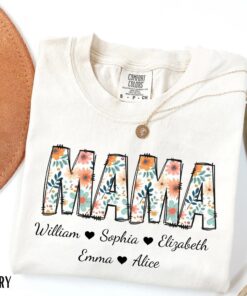 Personalized Floral Mama Shirt - Custom Kids Names Mother's Day Tee 1