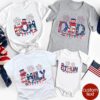 Personalized Fourth of July Family Shirts - Patriotic Doodles Pattern