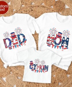 Personalized Fourth of July Family Shirts - Patriotic Doodles Pattern 1