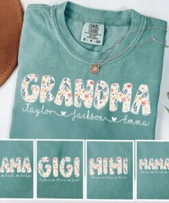 Personalized Grandma Shirt with Grandkids Names - Floral Mimi Gigi Tee