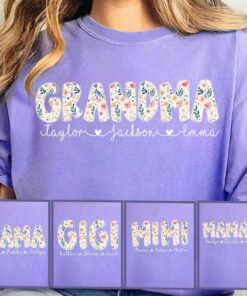 Personalized Grandma Shirt with Grandkids Names - Floral Mimi Gigi Tee 1