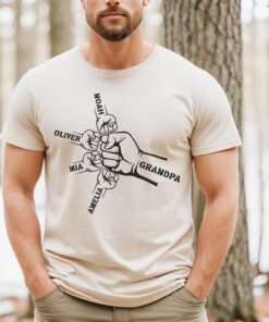 Personalized Grandpa and Grandchildren Hands Shirt - Custom Papa Gift