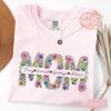 Personalized Mama Floral Shirt - Custom Kids Names Gift for Mom