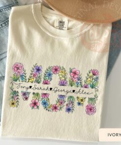 Personalized Mama Floral Shirt - Custom Kids Names Gift for Mom 1