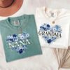 Personalized Nana Faux Patchwork Shirt - Blue Floral Grandma Tee 2 Personalized Nana Faux Patchwork Shirt - Blue Floral Grandma Tee 2