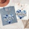 Personalized Nana Faux Patchwork Shirt - Blue Floral Grandma Tee 3 Personalized Nana Faux Patchwork Shirt - Blue Floral Grandma Tee 3