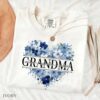 Personalized Nana Faux Patchwork Shirt - Blue Floral Grandma Tee 4 Personalized Nana Faux Patchwork Shirt - Blue Floral Grandma Tee 4