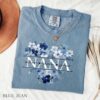 Personalized Nana Faux Patchwork Shirt - Blue Floral Grandma Tee 5 Personalized Nana Faux Patchwork Shirt - Blue Floral Grandma Tee 5