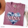 Personalized Nana Faux Patchwork Shirt - Blue Floral Grandma Tee 6 Personalized Nana Faux Patchwork Shirt - Blue Floral Grandma Tee 6