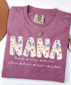 Personalized Nana Floral Shirt - Grandma Gigi Kids Names Gift