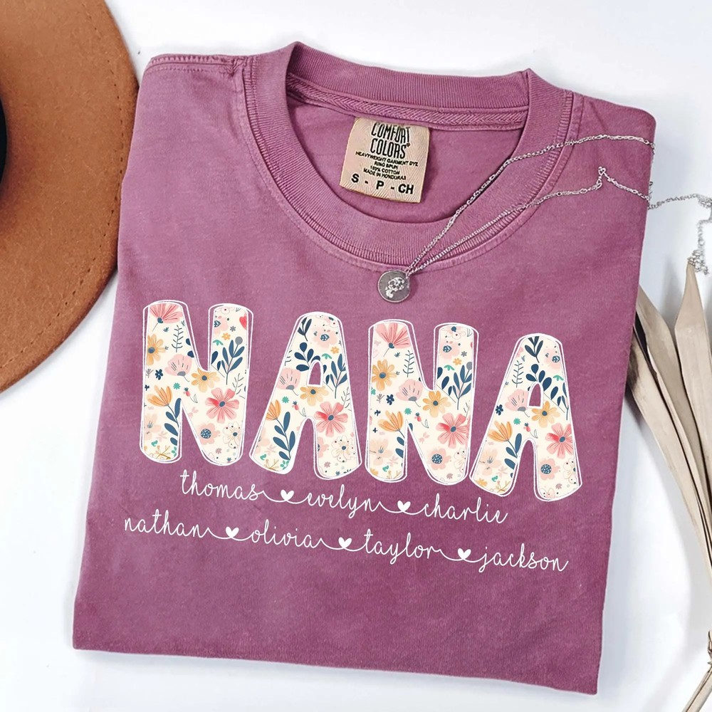 Personalized Nana Floral Shirt - Grandma Gigi Kids Names Gift 6 Personalized Nana Floral Shirt - Grandma Gigi Kids Names Gift