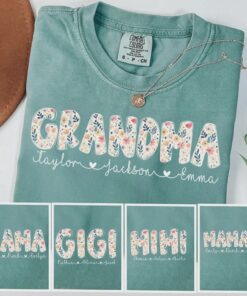 Personalized Nana Floral Shirt - Grandma Gigi Kids Names Gift 1