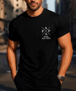 Personalized men's t-shirt for dad with children's names and birth years as a Father's Day gift