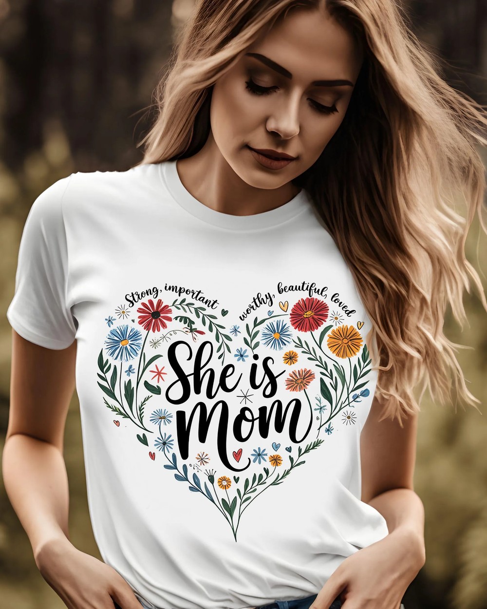 She Is Mom Heart Floral Design - Mother's Day Tee - Floral Gift 7 She Is Mom Heart Floral Design - Mother's Day Tee - Floral Gift