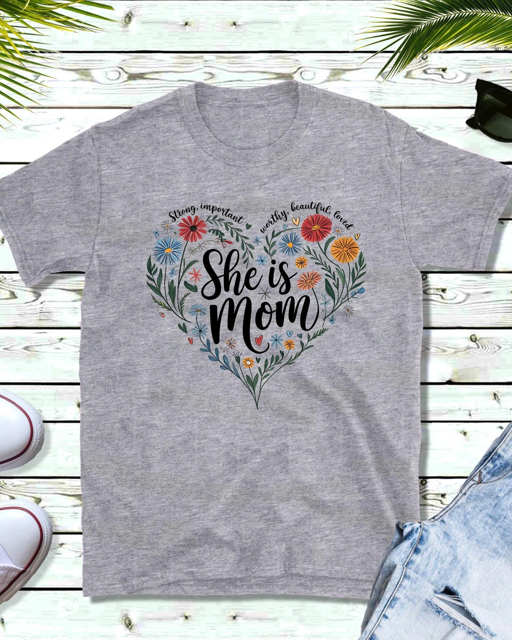 She-Is-Mom-Heart-Floral-Design-Mothers-Day-Tee-Floral-Gift-She-Is-Mom-Heart-Floral-Design-Mothers-Day-Tee-Floral-Gift-6 She Is Mom Heart Floral Design - Mother's Day Tee - Floral Gift 5